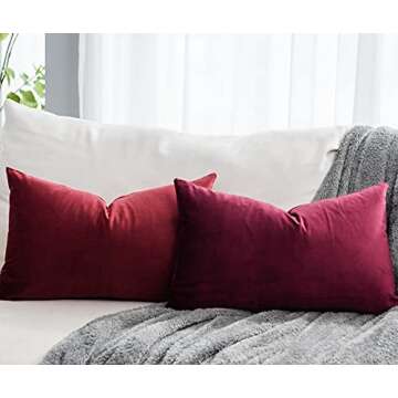 Luxury QUAFOO Red Wine Velvet Linens - Set of 2 Decorative Pillow Covers 12x20
