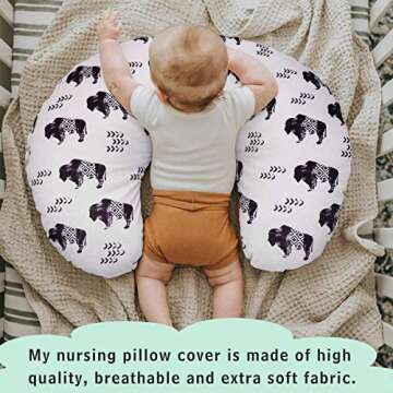 TANOFAR Nursing Pillow Cover, Cow Breastfeeding Pillow Slipcover for Baby Boys & Girls, Animal Nursi...
