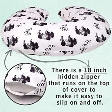 TANOFAR Nursing Pillow Cover, Cow Breastfeeding Pillow Slipcover for Baby Boys & Girls, Animal Nursing Pillow Case for Newborn, Soft Fabric Fits Snug On Infant, Washable & Breathable, Buffalo