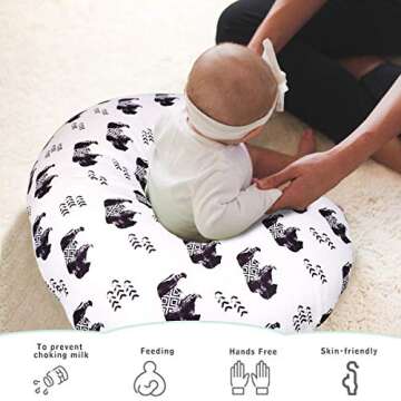 TANOFAR Nursing Pillow Cover, Cow Breastfeeding Pillow Slipcover for Baby Boys & Girls, Animal Nursing Pillow Case for Newborn, Soft Fabric Fits Snug On Infant, Washable & Breathable, Buffalo