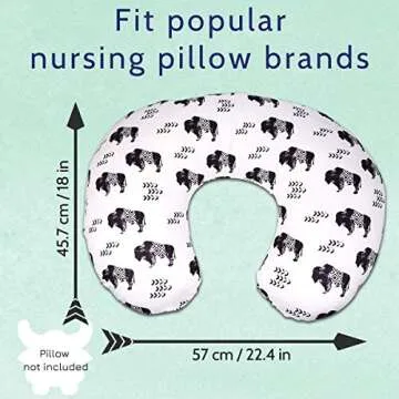 TANOFAR Nursing Pillow Cover, Cow Breastfeeding Pillow Slipcover for Baby Boys & Girls, Animal Nursing Pillow Case for Newborn, Soft Fabric Fits Snug On Infant, Washable & Breathable, Buffalo