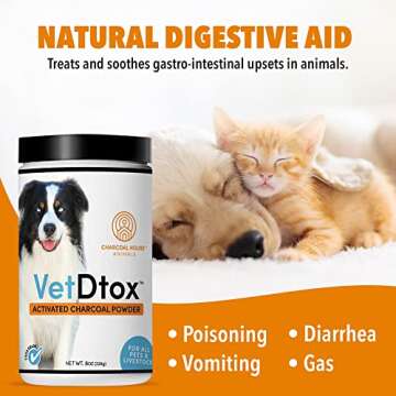 VetDtox 1qt Activated Charcoal Powder for All Kinds of Pets & Livestock, Dog, Cat, Chicken, Horses a...