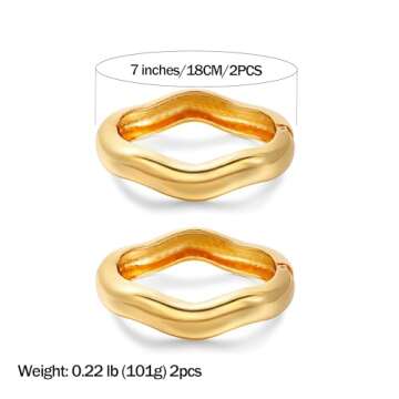 Elegance 11 Designs Gold Bangles For Women Chunky Trendy Hinged Cuff Open Bracelet Wide Minimalist B...