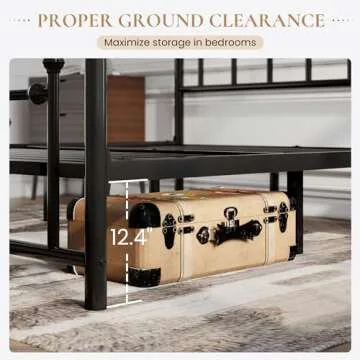 14'' Queen Metal Bed Frame with Storage & Headboard