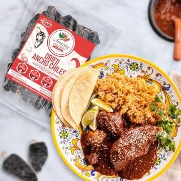 Dried Ancho Chiles Peppers 4 oz – Natural & Premium for Authentic Mexican Mole, Sauces, Stews, Salsas, and More! Sweet & Smoky Flavor with Mild to Medium Heat to Elevate Your Favorite Recipes.