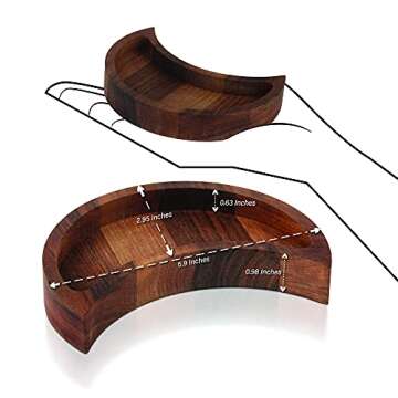 Curawood Crescent Moon Tray - Showcase Your Gems, Healing Stones & Treasures - 6"x3" Wooden Crystal ...