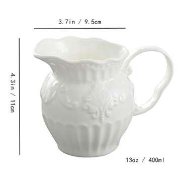 FUYU Relief White Ceramic Creamer and Sugar Bowl Set - Elegant Coffee Serving