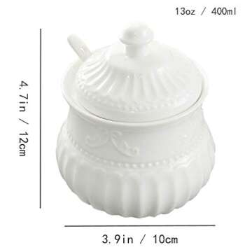 FUYU Relief White Ceramic Creamer and Sugar Bowl Set