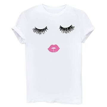 BLACKMYTH Women Summer Funny Print Short Sleeve Top Tee Graphic Cute T-Shirt White Small