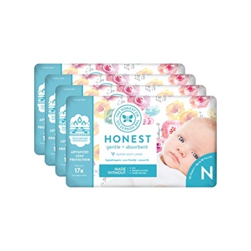 The Honest Company Diapers - Newborn, Size 0 - Rose Blossom Print TrueAbsorb Technology Plant-Derive...