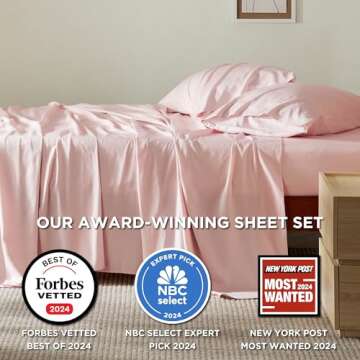 Bedsure Queen Sheet Set, Cooling Sheets for Queen Size Bed Set, Rayon Derived from Bamboo, Breathabl...