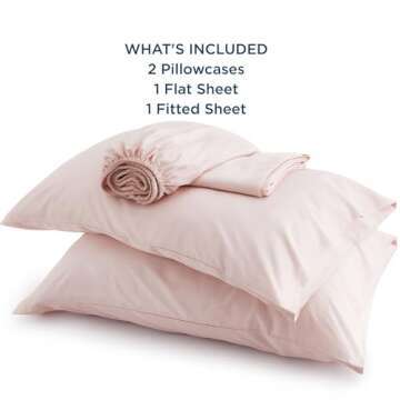Bedsure Queen Sheet Set, Cooling Sheets for Queen Size Bed Set, Rayon Derived from Bamboo, Breathable & Soft Deep Pocket Up to 16 Inches, Hotel Luxury Silky Bedding, Bedsheet & Pillowcases, Pink