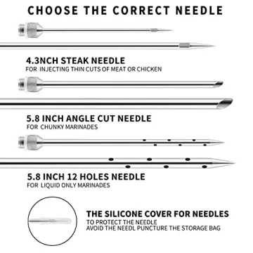 Meat Injector Syringe with 3 Needles and Travel Case