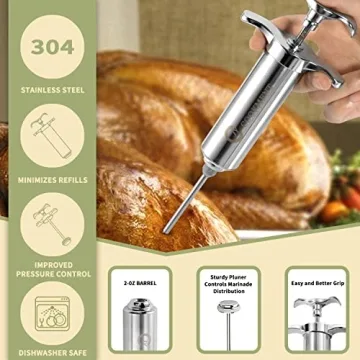 Meat Injector Syringe with 3 Needles and Travel Case