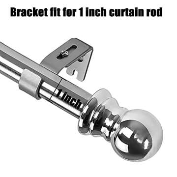 SANDEGOO Adjustable Brackets for Curtain Rod, 1” Heavy Duty Curtain Rod Holder Set of 2 for Bedroom Living Room Kitchen (2PCS, Silver)