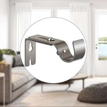 SANDEGOO Adjustable Brackets for Curtain Rod, 1” Heavy Duty Curtain Rod Holder Set of 2 for Bedroom Living Room Kitchen (2PCS, Silver)