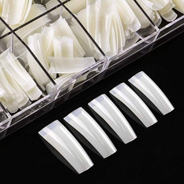 Coffin Nail Tips Natural - ECBASKET 500pcs Acrylic Coffin Fake Nail Tips Long False Half Cover Frenc...