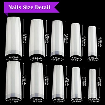 Coffin Nail Tips Natural - ECBASKET 500pcs Acrylic Nail Tips