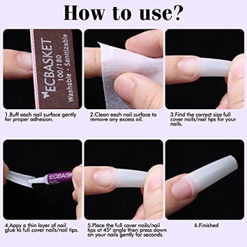 Coffin Nail Tips Natural - ECBASKET 500pcs Acrylic Nail Tips