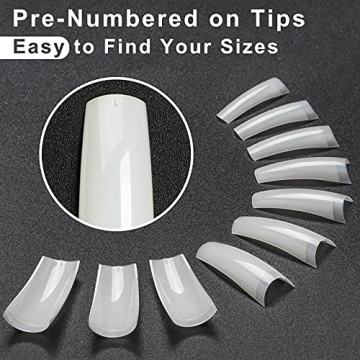 Coffin Nail Tips Natural - ECBASKET 500pcs Acrylic Nail Tips