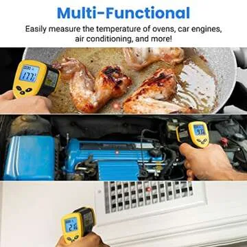 Etekcity Infrared Thermometer 1080, Yellow & Infrared Thermometer 1080, Digital Temperature Gun for Cooking, Non Contact Electric Laser IR Temp Gauge, Yellow