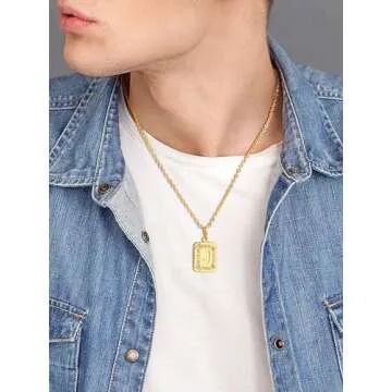 U7 A-Z 26 Letters Pendant Men Womens Fashion Monogram Jewelry 18K Gold Plated Square Pendants Capital Initial J Necklace
