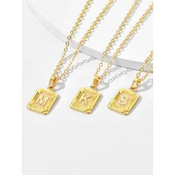 U7 A-Z 26 Letters Pendant Men Womens Fashion Monogram Jewelry 18K Gold Plated Square Pendants Capital Initial J Necklace
