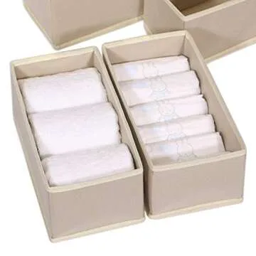 DIOMMELL 6 Pack Foldable Cloth Storage Box Closet Dresser Drawer Organizer Fabric Baskets Bins Containers Divider with Drawers for Clothes, Underwear, Bras, Socks, Lingerie, Clothing