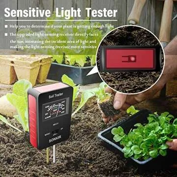 SONKIR Soil pH Meter, MS-X1 Upgraded 3-in-1 Soil Moisture/Light/pH Tester Gardening Tool Kits for Pl...
