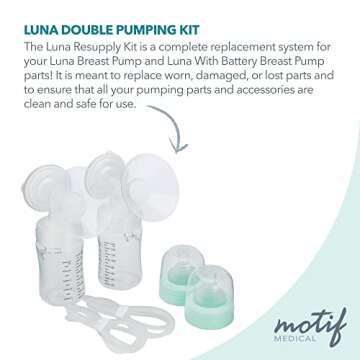 Motif Medical, Luna Double Pumping Kit, Replacement Parts for Breast Pump - Medium 28mm