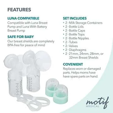 Motif Medical, Luna Double Pumping Kit, Replacement Parts for Breast Pump - Medium 28mm
