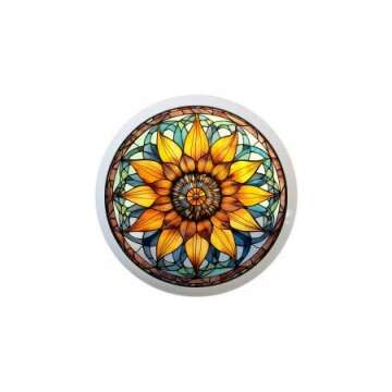 Sunflower Mandala Stained Glass Look Several Gorgeous Designs to Choose From - 1.5" DECORATIVE Gloss...