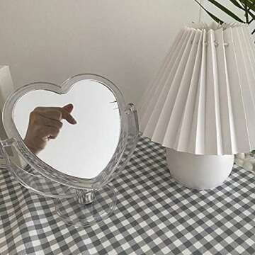 Acrylic Double Side Heart Makeup Mirror - Cute & Functional