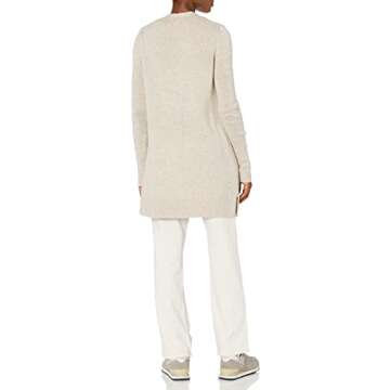 Amazon Essentials Women's Long-Sleeve Jersey Stitch Open-Front Cardigan, Oatmeal Heather, Medium