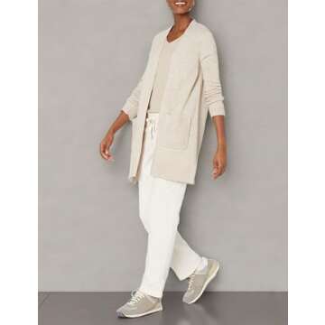 Amazon Essentials Women's Long-Sleeve Jersey Stitch Open-Front Cardigan, Oatmeal Heather, Medium