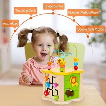 Wooden Baby Activity Cube 6-in-1 Educational Toy for Toddlers