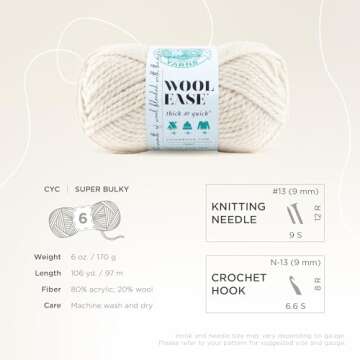 Lion Brand Wool-Ease Thick & Quick Yarn - Soft Bulky Yarn