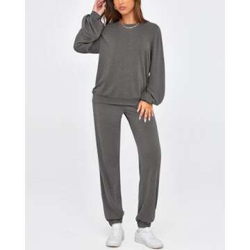 Okiwam Womens 2 Piece Outfits Lounge Sets Long Sleeve Tops Drawstring Jogger Pants Fall Fashion 2024...