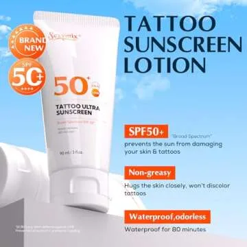 Sexymix Tattoo Sunscreen Lotion, Tattoo Aftercare SPF 50 90mL Sunscreen Lotion, Waterproof, Prevents...
