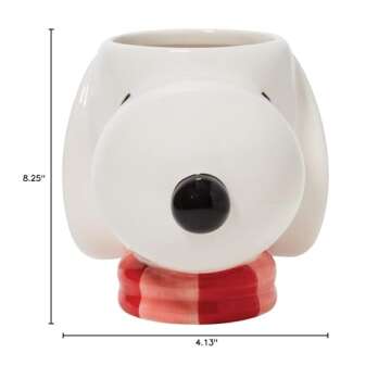 Department 56 Peanuts Snoopy Wearing Scarf Sculpted Coffee Mug, 20 Ounce, Multicolor