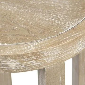 Martha Stewart Harley Accent Tables Modern Farmhouse, Rattan Shelving Design, Round Tabletop Living Room Furniture Occasional Piece, Dia. 15" X 28", Wheat