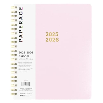 PAPERAGE 2 Year Spiral Bound Planner 2025-2026 (Blush), 24 Month (January 2025 - December 2026), 8.5...