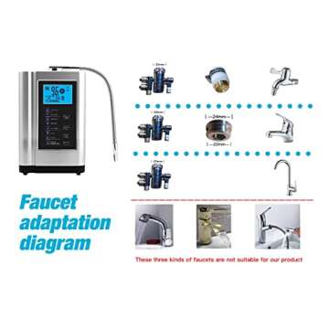 AlkaDrops Water Ionizer, Water Purifier Machine PH 3.5-10.5 Alkaline Acid Water Machine,Up to -500mV ORP, 8000 Liters Per Filter,7 Water Settings,Auto-Cleaning,Intelligent Voice(Silver)