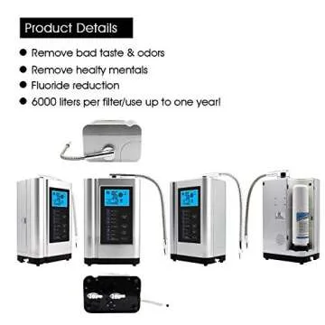 AlkaDrops Water Ionizer, Water Purifier Machine PH 3.5-10.5 Alkaline Acid Water Machine,Up to -500mV ORP, 8000 Liters Per Filter,7 Water Settings,Auto-Cleaning,Intelligent Voice(Silver)