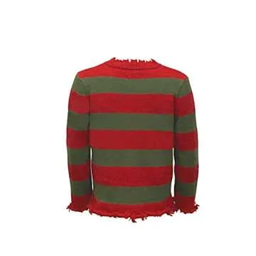 Men's Freddy Sweater Halloween Knit Striped Pullover Cosplay Costume (Red, L-XL)