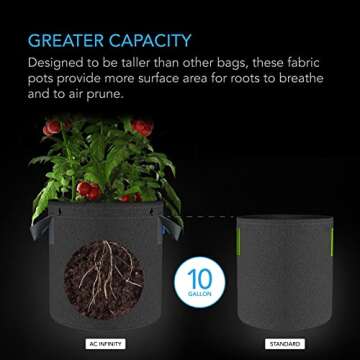 Quality AC Infinity 10 Gallon Grow Bags for Gardeners