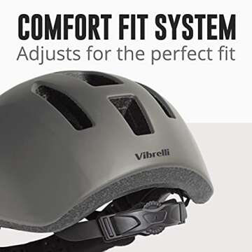 Vibrelli Commuter Bike Helmet for Men & Women - Detachable Reflective Visor - Adult Unisex Urban Bic...