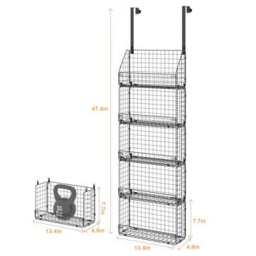 Stuffed Animal Storage, 5 Tier Over the Door Toy Storage Organizer, Detachable ＆ Adjustable Stuffe...