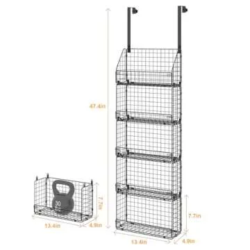 Stuffed Animal Storage, 5 Tier Over the Door Toy Storage Organizer, Detachable ＆ Adjustable Stuffe...