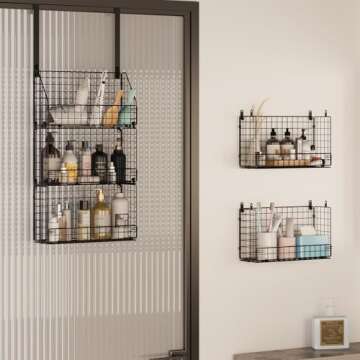 Stuffed Animal Storage, 5 Tier Over the Door Toy Storage Organizer, Detachable ＆ Adjustable Stuffed Animal Holder with Metal Hook and Basket for Plush Storage in Nursery, Kids Room, Baby Room, Black